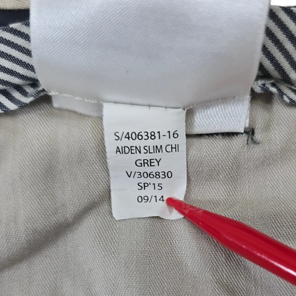Banana Republic Aiden Chino Pants Men 38x32 Grey Flat Front Slim‎ Fit Cotton